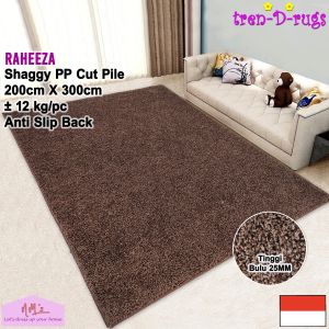 Tren-D-rugs Karpet shaggy jumbo besar polos estetik modern 200 cm x 300 cm anti slip permadani alas lantai ruang tamu kamar tidur keluarga big size tinggi bulu 25 mm tebal minimalis - NMs