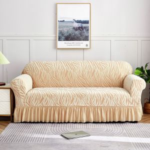 1/2/3/4 Seat Sofa Cover with Skirt Universal Elastic Anti-Slip Couch Cover Living Room L-shaped Sofa Slipcover