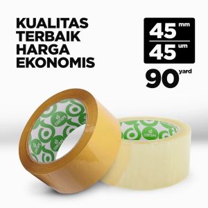 Lakban 45MM 90Y Grosir Satuan Bening / Coklat Isolasi Murah Bening Dan Coklat 1 Dus Isi 72 Rol