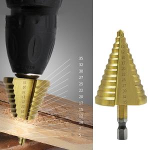 Step High Speed Steel Titaniums Coated5-35mm 13 Steps Step Drill Bits for Metal Drilling