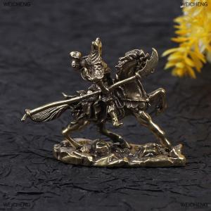 [COD] WEICHENG Brass God of Wealth Riding Horse Guan Gong Statue Home Decoration Accessories