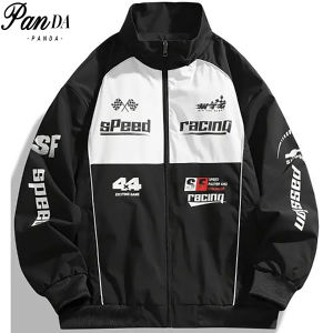 PANDA Riding Motorcycle Jacket Loose Cotton Waterproof Windbreaker Jackets Print Coat With Zipper