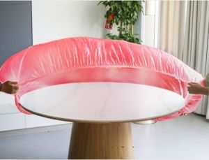 Alas Pelindung Meja Taplak Meja Plastik Wrap Transparan Anti Minyak Ukuran 120cm /Alas Meja Plastik Karet Elastis Sekali Pakai [ isi 10 pcs ]