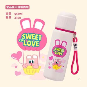 Bình giữ nhiệt học sinh cao cấp Bình nước Inox 316 dung tích 550ml Nắp chống tràn dây đeo tiện lợi