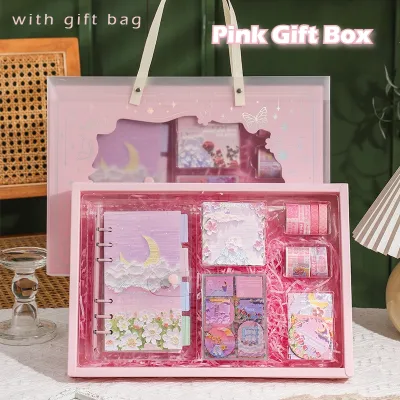 DIY Journal Kit Diary Set A6 Binder Notebook Gift Box for Kids Cute Stickers Stationery Set