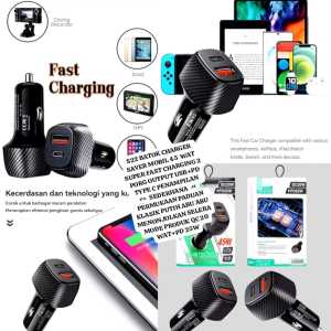 S22 ORI BATOK SAVER CAR CHARGER MOBIL 45 WAT W SUPER FAST CHAGING CAS CASAN CHARGE 2 PORT 2 OUPUT US