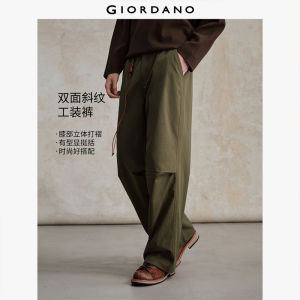 Giordano Men Knee Pleated Semi-Elastic Waist Workwear Twill Pants Free Shipping 18115702