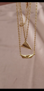 2 cái/bộ hình học giấy-máy bay vòng cổ tinh tế thuyền-vòng ôm cổ thanh lịch dây chuyền Layered-Dây chuyền chạm xương quai xanh cho phụ nữ cô gái tuổi teen