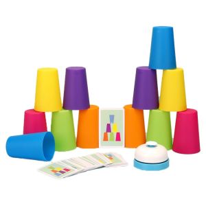 Speed Cups Board Game Warna Warni Stacking Cup Dengan Kartu Bel Mainan Edukasi Anak Family Game