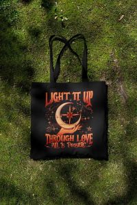 Crescent City tote bag featuring the quote "Light Up" and a literary gift for fans of Sarah J. Maas along with romance-themed items by Bryce Quinlan for fantasy readers.