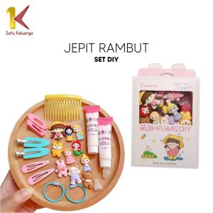 Satu Keluarga Jepit Rambut DIY Set With Clay Decorating Hair Pin C776 Menghias Jepitan Aksesoris Korean Style / Karet Rambut Anak Import