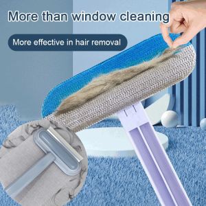 🥳Big Discount 🥳Twoway Dusting Brush For Household Window Cleaning And Glass Cleaning Double Sided Window Cleaner Brush For Pet Hair And Dust Removal Reusable Screen Glass Scrubber With Squeegee For Home Window Washing Pet Hair Remover Brush