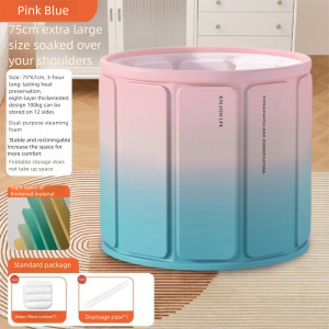 MECOME กลมขยายใหญ่ขึ้น ถังอาบน้ำพับได้ ร่างกายเต็ม ล็อคอุณหภูมิระยะยาว ถังอาบน้ำ แบบพกพา หนาขึ้น ถังอาบน้ำแบบพกพา ของใช้ในครัวเรือน