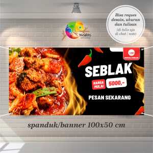 Cetak Spanduk Banner Merah Hitam Kreatif Seblak