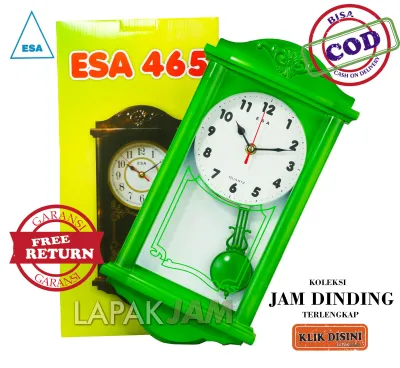 Jam Dinding Esa 2465 Dengan Bandul Goyang Quartz Dimensi 46 cm Bagus