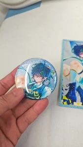 2Pcs/Lot Game Exquisite Card And Brooch Kinich TurnfireHunt Pin Cosplay 58mm Badge Clothes Decoration Birthday Gift