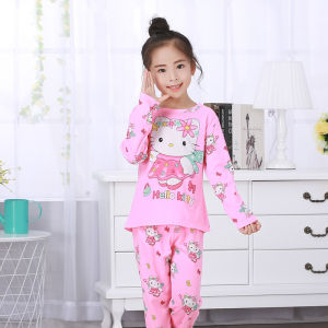 Girls Pyjamas Kids Sleepwear Teens Baju Tido Long Sleeve Pajamas Cartoon Kids Pyjamas Ready Stock