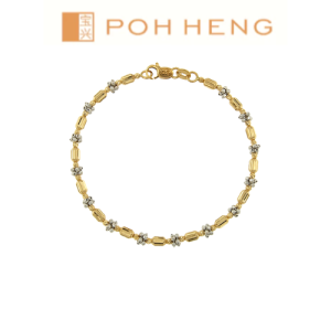 Poh Heng Jewellery 22K Beaded Bracelet in Yellow White Gold[Price By Weight]