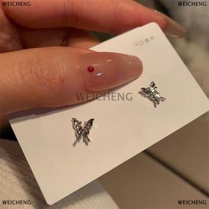 [COD] WEICHENG 6PCS Women Color Rhinestone Butterfly Love Stud Earrings Korean Style Fashion Punk Earring Stud Jewelry Sets Gift