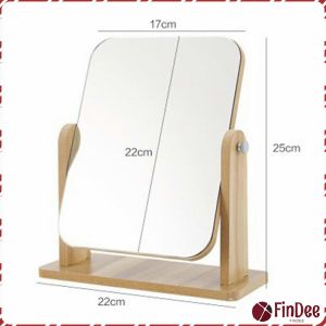FinDee กระจกแต่งหน้าหมุนปรับองศาได้ ขอบอัดทำด้วยไม้  มี 2 ขนาดให้เลือก Makeup mirror
