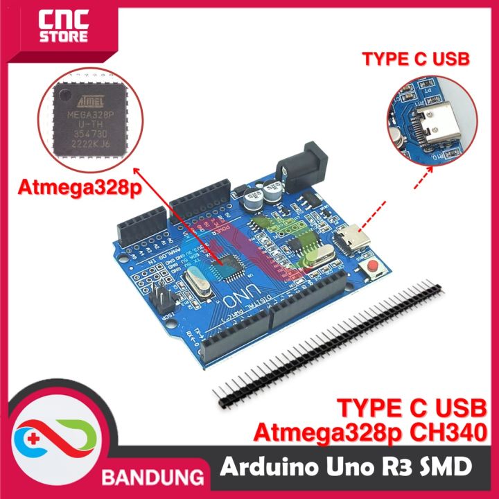 ARDUINO UNO R3 ATMEGA328P SMD CH340 ATMEGA328P TYPE-C | Lazada Indonesia