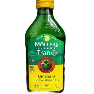 Dầu  Mollers Pharma Tran Omega-3 chai 250 ml - Hương trái cây - Táo - Tự nhiên - Chanh
