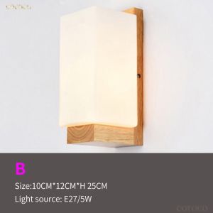 Đèn Led tường trong nhà Đèn tường đèn Cạnh Giường hiện đại Bắc Âu Đèn tường trang trí phòng ngủ bằng gỗ cứng