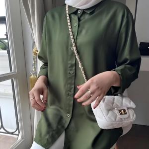 Kemeja Basic Polos Rayon Twill Nyaman Kekinian Wanita By Zubi Fashion
