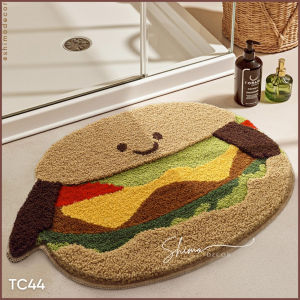 TC44 Thảm lau chân 3D hamburger thảm chùi chân thảm decor siêu thấm hút chống trượt cửa phòng ngủ phòng khách nhà tắm