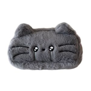 HEFEI Cat Pencil Case Large Capacity Plush Stationery Bag Funny Pen Pouch for Students