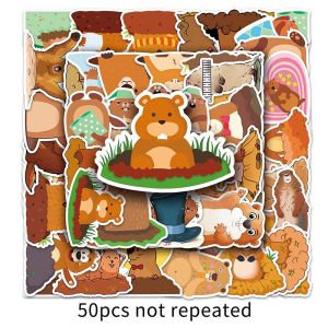 50PCS Cute Cartoon Animal Marmot Sticker Waterproof Removable Mobile Phone Luggage Laptop Hot Water Bottle Suitcase Mug Sticker