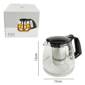 GLASS TEA POT HIGH TEMPERATURE RESISTANT WITH STAINLESS STEEL INFUSER STRAINER/Glass Tea Pot Coffee Maker