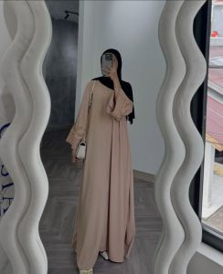 Abaya gamis silk abaya polos bordir terbaru