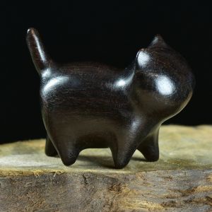 MMLUCK Làm thủ công Tượng mèo bằng gỗ Chạm khắc gỗ Có Bell Tượng điêu khắc mèo con Trang trí Kết cấu tự nhiên Đồ trang trí mèo may mắn Trang trí nhà cửa