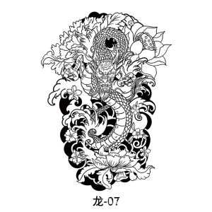 Sai ชุดรอยสักมหัศจรรย์สติ๊กเกอร์รอยสักยาวถึง2สัปดาห์18ซม. × 11ซม. กันน้ำคงทนรอยสักปลอมชั่วคราวมังกรปลอกแขนต้นขาข้อมือขาเฮนนาสมุนไพรสัก