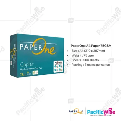 A4 Paper / A4 Kertas / PaperOne / 75gsm & 80gsm / Kertas Putih / Kertas Penyalin - 1 Ream