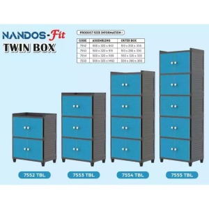 NAIBA/NANDOS Lemari plastik twin BOX FIT 3susun7553/4susun7554/5susun7555