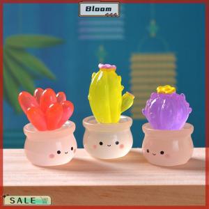 Follow Get New[Bloom Z] Mini Luminous Cactus Figurines Ornaments Resin Cactus Series Bonsai Decor Creative Home Micro Landscape Accessories Car Ornaments