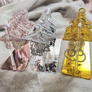 REEBO Women Girls Transparent Gift Storage Closet Coat-hanger Shape Necklace Ear Stud Holder  Decor Earring Display Stand Jewelry Show Case Jewelry Organizer Earring Rack Holder