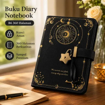 Buku Diary Notebook Catatan Jurnal B6 360 Halaman with Lock - TD-500
