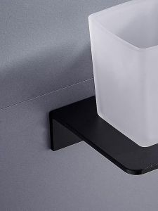 LDIES Self-adhesive Bathroom Cup Holder Black Toothbrush Holder Bathroom Accessories Metal Wall Cup Holder ML6037 2Z6B9