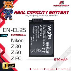 WIXEL Baterai Kamera EN-EL25 for Nikon Z 30 / Z 50 / Z FC / Z30 Z50 ZFC Mirrorless Camera Battery Real Capacity Dual Double Power ENEL25