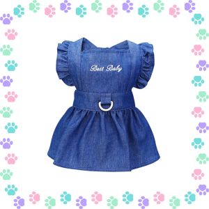 【100%-original】 Whisker Pet Accessories with D-Ring Dress Clothes Denim Skirt for Small Dog