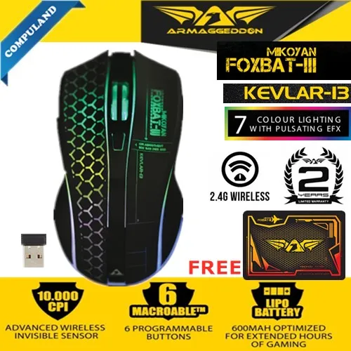 Armaggeddon Mikoyan Foxbat-III Wireless 2.4G Gaming Mouse FREE Mouse Pad