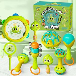 XENMART 8/9pcs Colorful Cartoon Shape Baby Rattle Toy Lightweight Plastic Sensory Toy Handbell Wave Drum Early Educational Toys