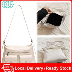 [Local Delivery] Stylish Womens Cross Body Bag with Multiple Pockets PU Leather Hobo Bag for Work and Shopping in Brown