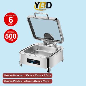 Roll top Elektrik prasmanan set stainless 304 /  Wadah makanan Prasmanan kapasitas 9L & 6L