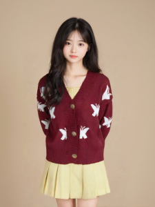 Cardigan Crop Rajut Wanita Motif Butterfly