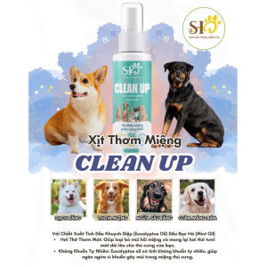 Xịt thơm miệng chó mèo CLEAN UP loại bỏ mảng bám phòng bệnh răng miệng chai 50ml - Bibopetcare