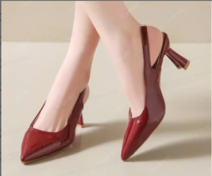 【COD】Recommend for you Classic Ladies Pointed Slingback Heels Comfort Block Heel Dress Pumps Slip‑on Back Strap Formal Shoes for Dating Office Wedding Occasions